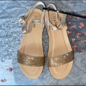 Gold Wedge Sandals